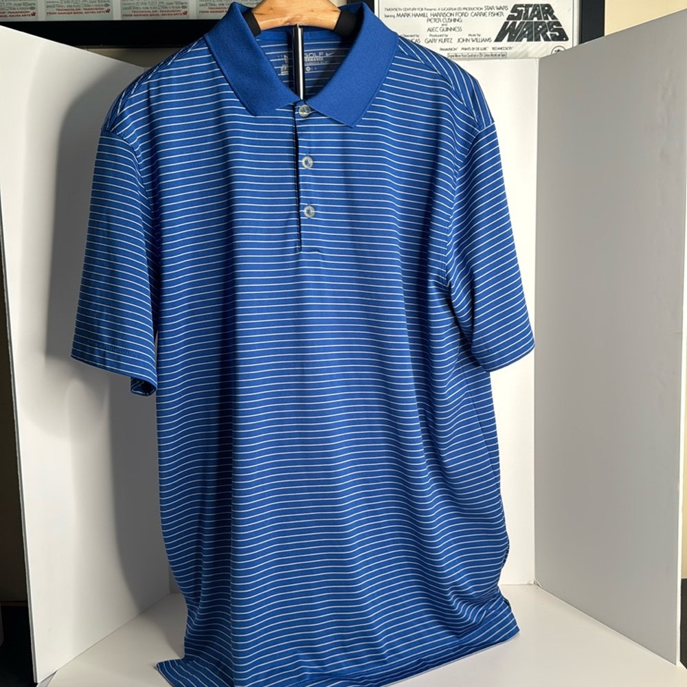 Nike Dri-Fit Golf Pro Performance Polo Mens Size M Blue w/white stripes